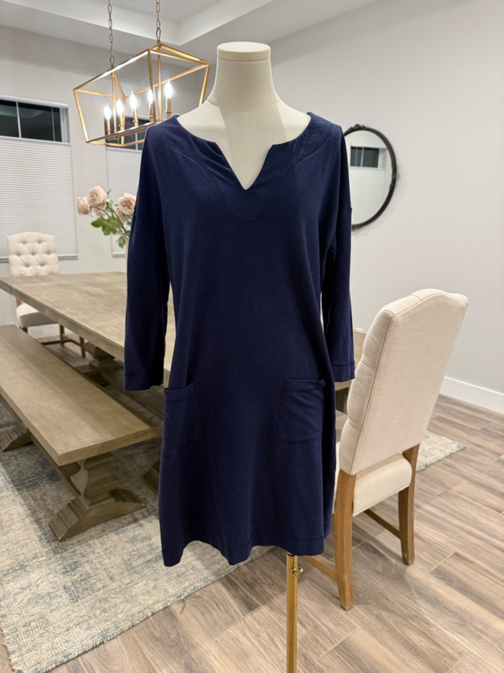 Lilly Pulitzer Navy V-Neck 3/4 Long Sleeve Pocket Sweater Dress